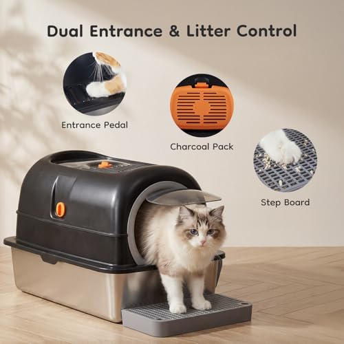 OLIXIS Stainless Steel Enclosed Litter Box - Image 3
