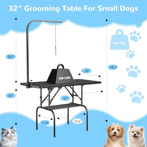 32-Inch Dog Grooming Table for Small & Medium Dogs, Foldable Pet Grooming Table - Image 2