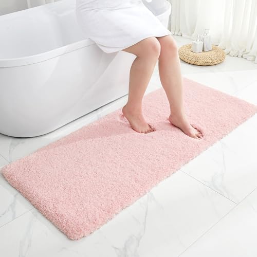 Disolla Pink Bathroom Runner Rug 24x59, Soft Plush Large Bath Mat by Disolla