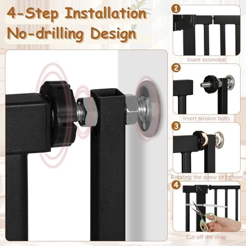 55'' Extra Tall Cat Gate, 42.9"-46.9" Wide Auto Close Tall Pet Gate - Image 6