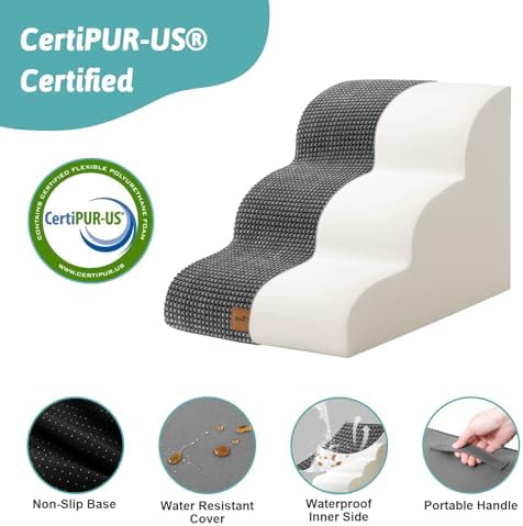COZY KISS Wide Dog Stairs for Small Dog 15.7" H, 3 Step Pet Ramp for Couch - Image 3