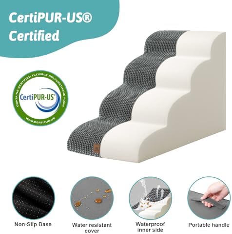 COZY KISS Dog Stairs for Small Dog 19.7" H, 4 Step Pet Ramp for Bed - Image 4