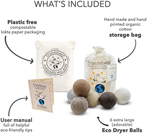 Friendsheep Wool Dryer Balls, Organic Reusable Fabric Softener Alternative - Image 4