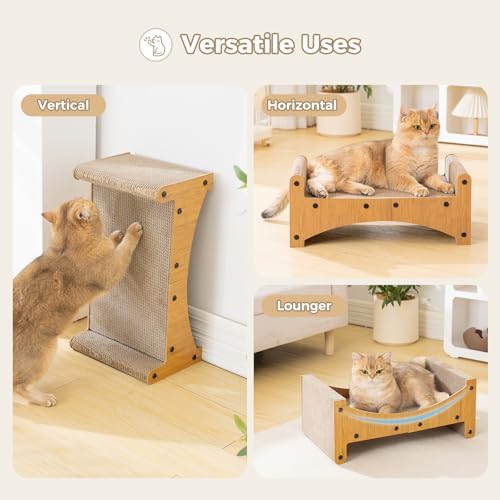 Avont Cat Scratcher Lounge, 3-in-1 Reversible Cardboard Scratching Bed - Image 6