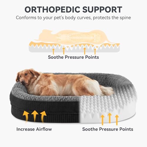 JOEJOY Orthopedic Dog Beds Large Sized Dog, XL Egg-Crate Memory Foam Pet Couch - Image 2