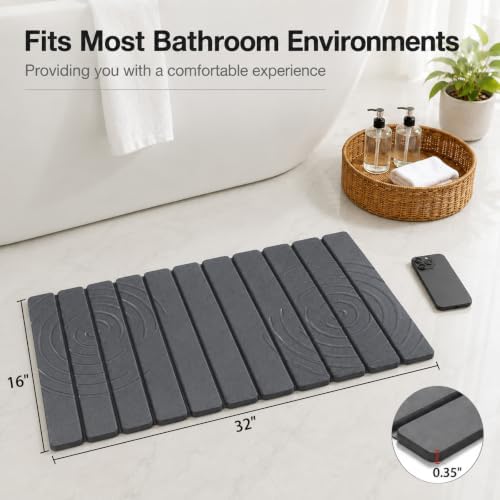 Foldable Stone Bath Mat, Non Slip Large Diatomaceous Shower Mat, Super - Image 2