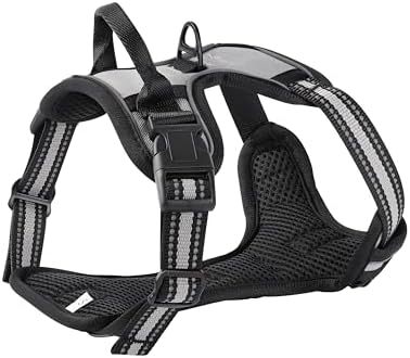 Gray No-Pull Dog Harness with 2 Leash Clips，Soft Padded Vest - Image 3
