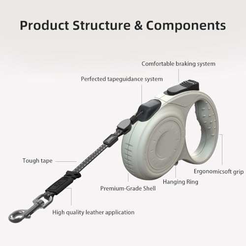 Retractable Dog Leash for Medium & Large Dogs up to 80 lbs, One-Handed Brake - Image 2