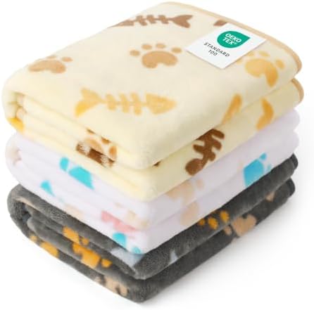 Luciphia 1 Pack 3 Blankets, Cute Cat Printed Fluffy Fleece Pet Blanket by luciphia