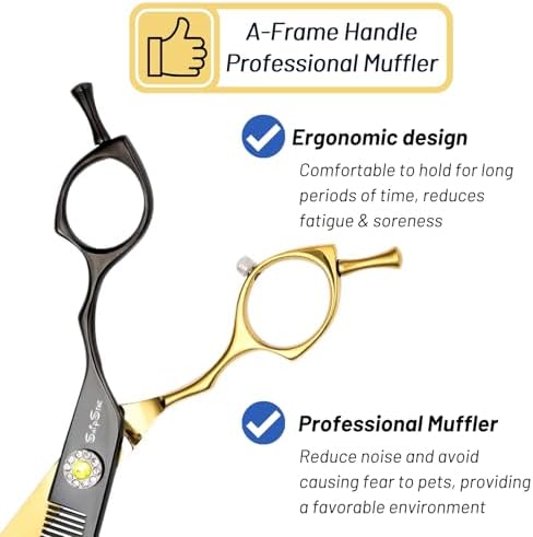 7.5in Curved Dog Grooming Scissors, 56 Teeth Thinning Shears - Image 5