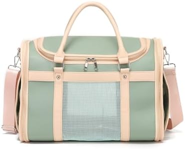 Luxury Mint Green PU Leather Pet Carrier Bag, Airline Compliant Portable Travel - Image 3