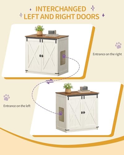 Hzuaneri Cat Litter Box Enclosure, Tall Hidden Litter Box Furniture Cabinet - Image 6