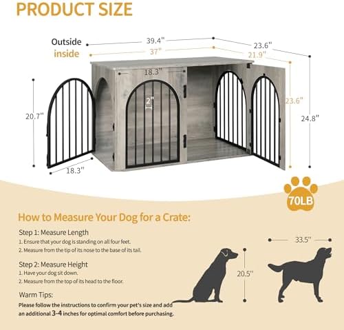 Hzuaneri 39.4'' Dog Crate Furniture, Dog Kennel Indoor - Image 2