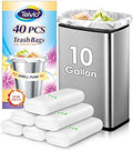 Teivio Medium Clear Trash Bags 10 Gallon 40 Count Kitchen Garbage Bags by Teivio