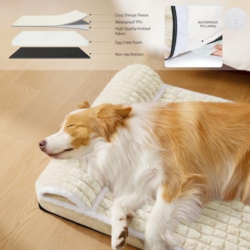 Orthopedic Large Dog Bed Pillow Pet Sofa Bed 48''X30'' Ivory - Image 3