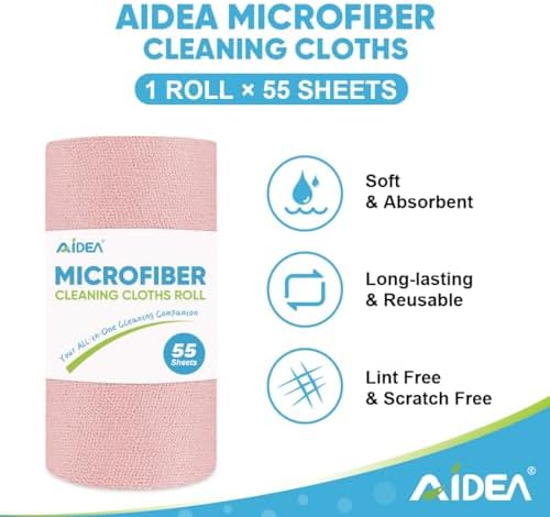 AIDEA Microfiber Cleaning Cloth Roll 165 Sheets 3 Roll, Paper Towels 11"x9" - Image 3