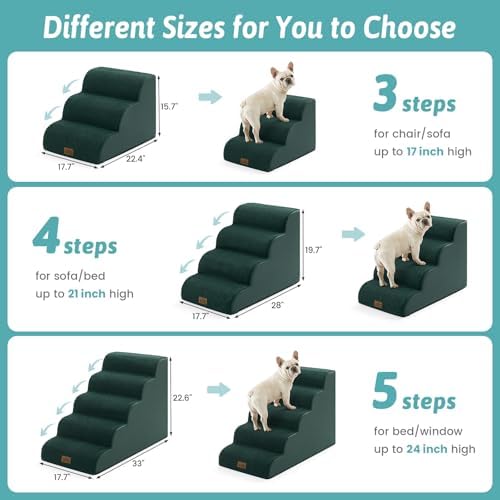COZY KISS Wide Dog Stairs for Small Dog 15.7" H, 3 Step Pet Ramp for Couch - Image 3