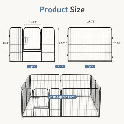 DUMOS Dog Playpen 24 Inch 8 Panels Indoor Outdoor Metal Pet Fence - Image 5