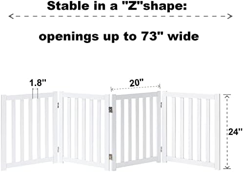 LZRS Wooden Free Standing Dog Gate 80" W x 24" H, Foldable Solid Hardwood Pet - Image 3