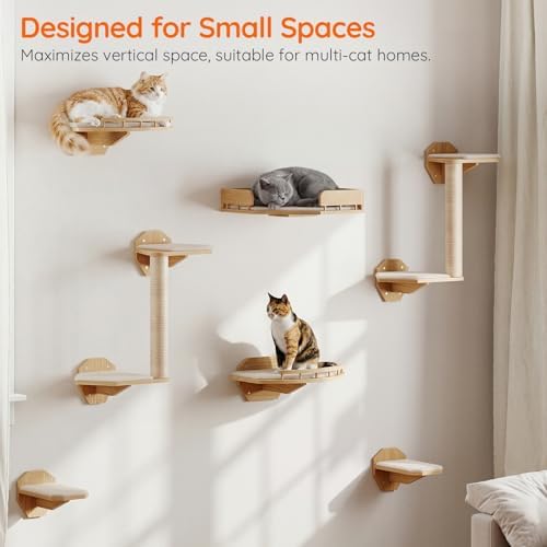 HOOBRO 11 Pcs Cat Wall Shelves for Large Cats up to 25 lb, Wooden Wall-Mounted - Image 5