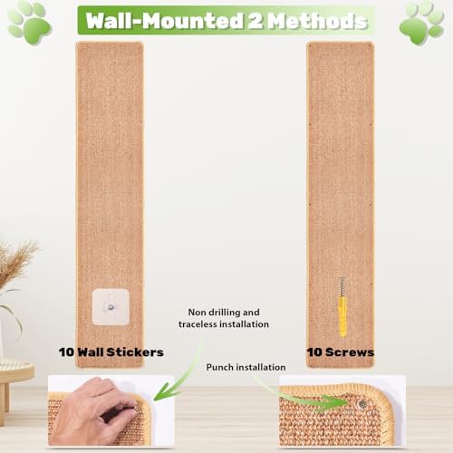 Uranshin Natural Sisal Cat Wall Climbing Carpet, Wall Scratcher Mat Pad - Image 7
