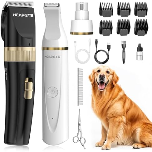 HEAPETS Dog Hair Clippers for Grooming Kit and Dog Paw Trimmer Nail Grinder for by Heapets