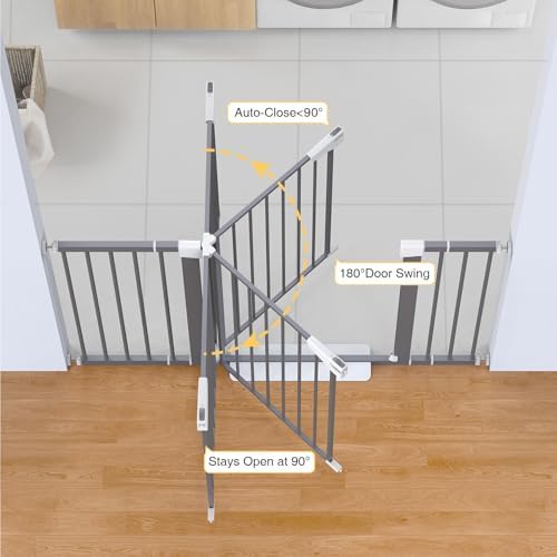 Cumbor 29.7-54.2" Wide Baby Gate, Auto-Close Dog Gate Indoor Gray - Image 3