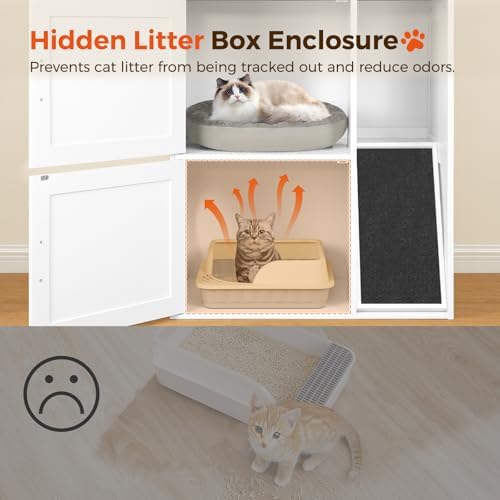 MAHANCRIS Litter Box Enclosure for 2 Cats, Hidden Litter Box Furniture - Image 6