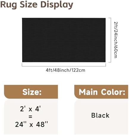 2x4 Waffle Knit Bath Mat: Super Absorbent Soft Washable Entryway Rug Black - Image 2