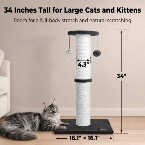 34-Inch Tall Cat Scratching Post - Image 2