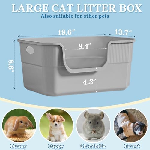 2 Pack Low Entry Litter Box for Kittens & Senior Cats, High Sided Litter Boxes - Image 5