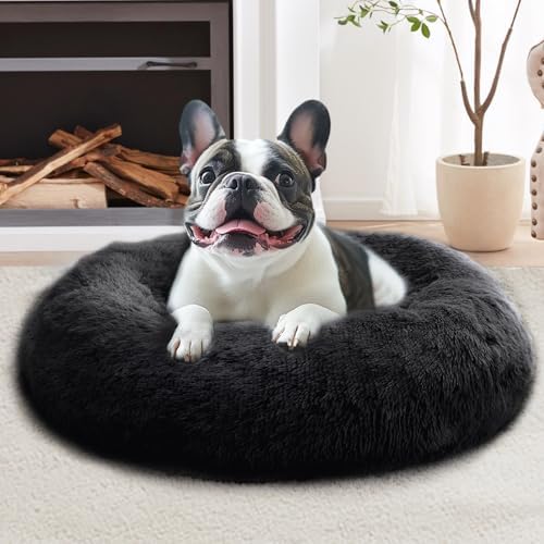 JOLLYVOGUE Dog Bed, Calming Anti-Anxiety Large Dog Bed, Fluffy Donut Cushion by JOLLYVOGUE