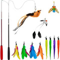 miwoowim Interactive Cat Wand Toy Set, 2 Telescopic Rods & 11 Attachments by miwooim
