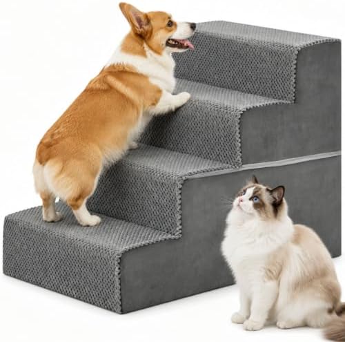 DUMOS Dog Stairs for Small and Medium Dogs, 4-Step Pet Steps by DumosLifestyle