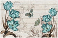 Giwawa Teal Floral Bath Rug Butterfly Flower Bath Carpet Soft Bathroom Plush by Giwawa