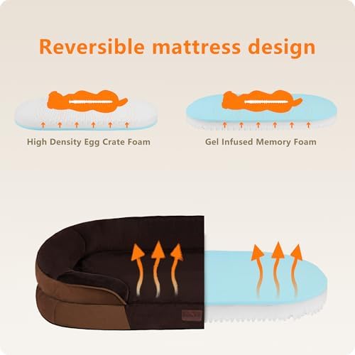 Dwanton Orthopedic Waterproof Medium Dog Bed Sofa, Gel Memory Foam - Image 3