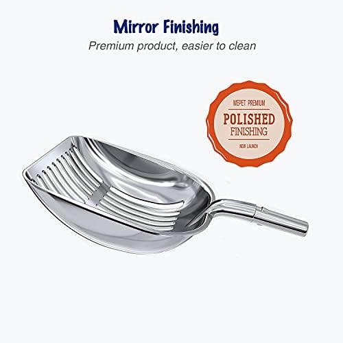 WePet Cat Litter Scoop, Aluminum Alloy Sifter, Kitty Metal Scooper, Deep Shovel - Image 2
