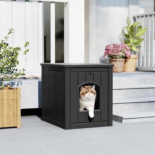 Litter Box Enclosure, Waterproof & Weatherproof Plastic Cat House - Image 5