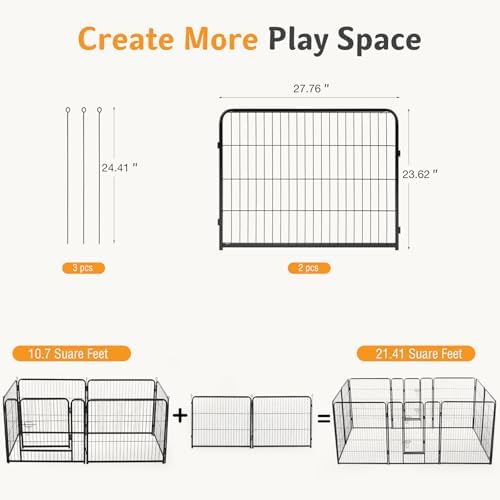 NEWBULIG Dog Playpen Indoor 24 Inch 2 Panels, Metal Outdoor Dog Fence Pen - Image 6
