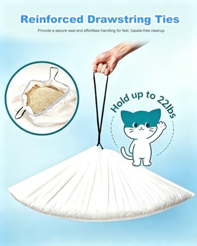 Drawstring Cat Litter Box Liners, 2 Mil Thick Claw Resistant Cat Pan Liner) - Image 4