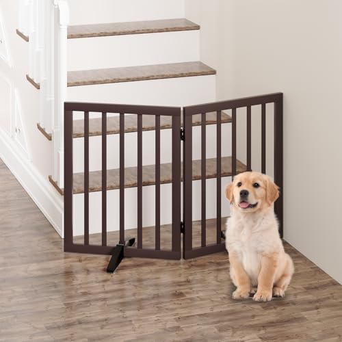 Dog Gates for Doorways, Freestanding Foldable Dog Gate Indoor, Pet Gates for by Algherohein