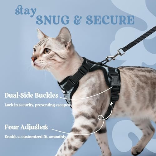 rabbitgoo Cat Harness and Leash Set, Escape Proof Vest, Doodle Gray - Image 6