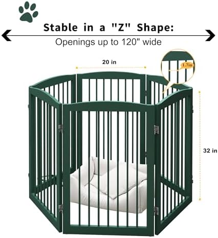 PUPETPO Freestanding Pet Gate for Dogs, Foldable Wooden Dog Gate for House - Image 6