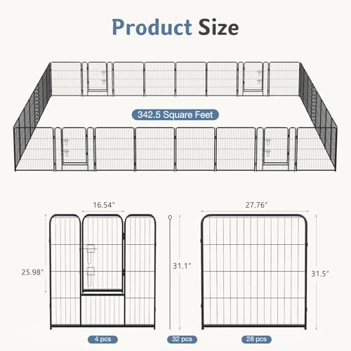 DUMOS Dog Playpen 32 Inch 32 Panels Indoor Outdoor Metal Pet Fence - Image 5