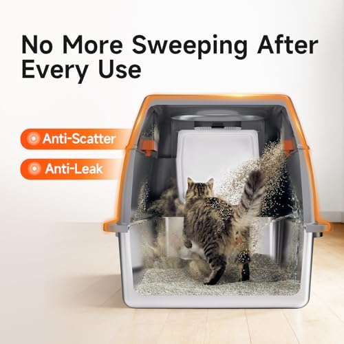 XL Enclosed Stainless Steel Litter Box - Image 3