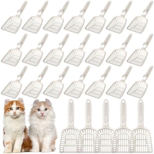 24 Pieces Cat Litter Scoop Bulk Plastic Long Handle White by Unknown