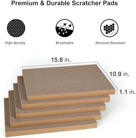FUKUMARU 5 PCS Cat Scratching Boards, 11.4 Inch Ex-Large Cat Scratcher Box - Image 3