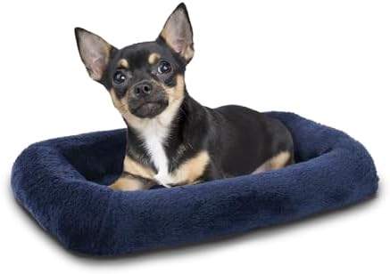 Patas Lague Small Dog Bed Bolster Pet Crate Mat 16''x12'' Navy Blue by PatasLague