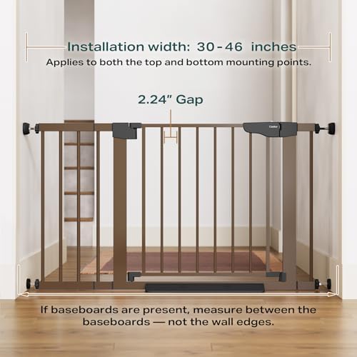 Cumbor 30-46" Baby Gate for Stairs, Auto Close Dog Gate for the House Brown - Image 5