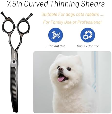 7.5in 25° Curved 56 Teeth Thinning Dog Grooming Scissors - Image 2